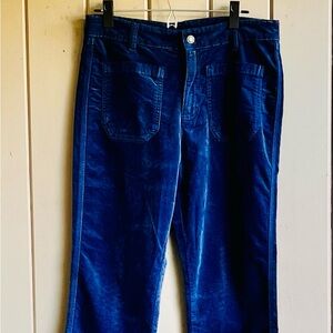 Free People Blue Flare Corduroy Velvet Pants sz 12